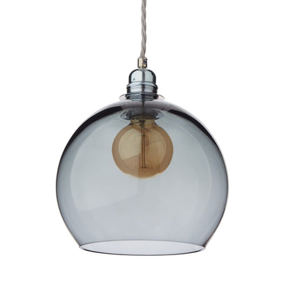 Ribe pendant lamp, grey & silver, 100% glass & 100% metal