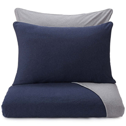 Coria duvet cover, darkblue melange & grey melange & grey, 100% cotton