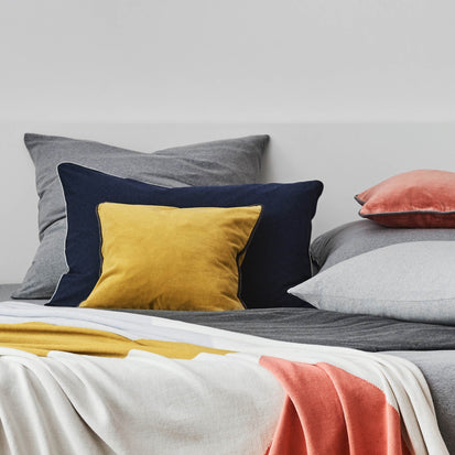 Darkblue melange & Grey melange & Grey Coria Bettdeckenbezug | Home & Living inspiration | URBANARA